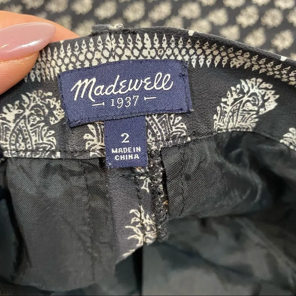 Madwell‎ Tree Print Black and Ivory Silk Pants 2